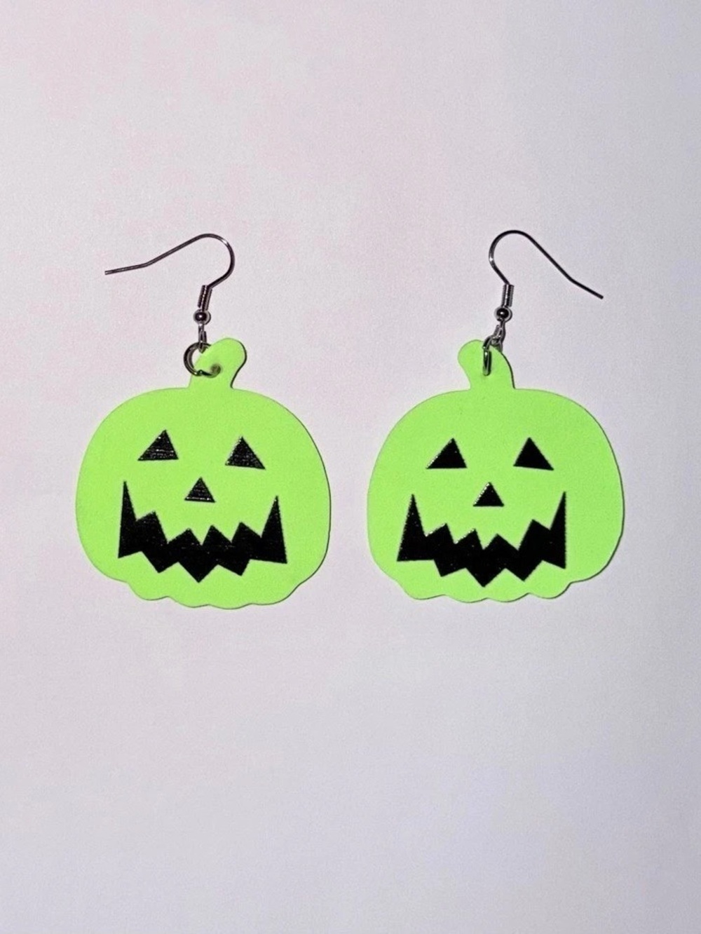 GLOW Pumpkin Halloween Earrings in Green & Black